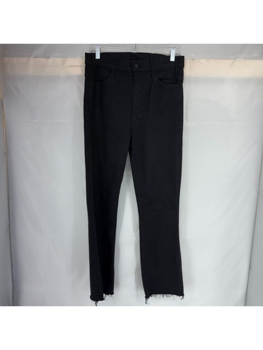 MOTHER Women 30 The Hustler Ankle Jean Fray Black Denim Flare Leg Pant High Rise - Picture 2 of 12